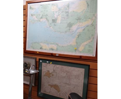 A modern sea chart of the Bristol Channel & an antiquarian map of Poland entitled 'La Pologne' together with a framed print o