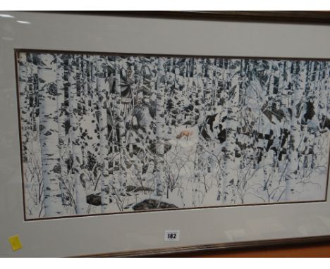 Framed print by BEV DOOLITTLE (American artist) - woodland encounter