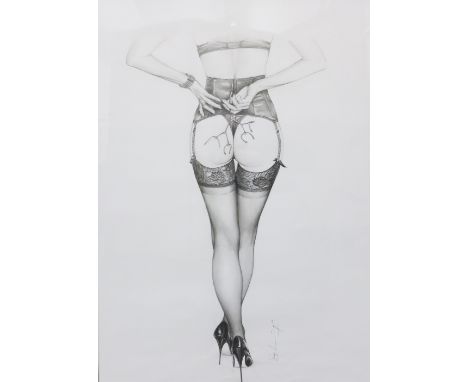 Contemporary School,  Mistletoe,  pencil sketch, signed indistinctly and dated '01,  in glazed frame, 38 x 52cm 
