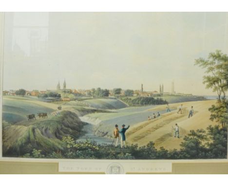 The Town of St Andrews, a coloured engraved print, in glazed frame, 60 x 40cm 