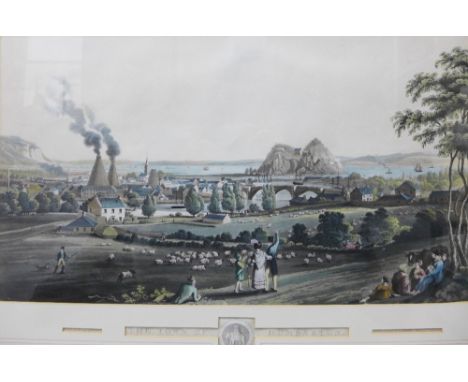 The Town of Dumbarton, a coloured engraved print, in glazed frame, 60 x 40cm 