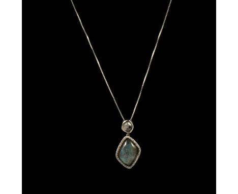 A quantity of silver and white metal modern jewellery, four Paua shell pendants, two in theTree of Life design; floral amber 
