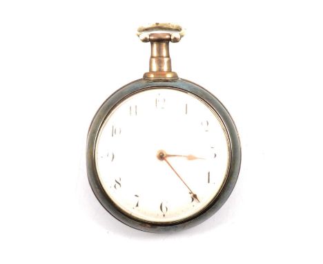 J's Douglas Chertsey - a silver pair case pocket watch, the white enamel dial having an Arabic numeral chapter ring in plain 