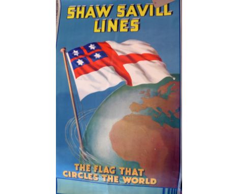A vintage Shaw Savill Lines advertising poster 'The Flag That Circles The World, H 102, W 64cm
