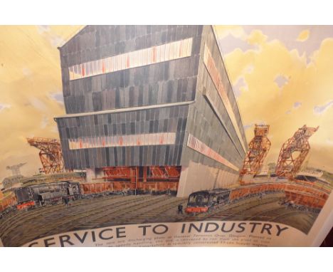 A vintage Service to Industry poster mounted on linen, H 107, W 134 cm