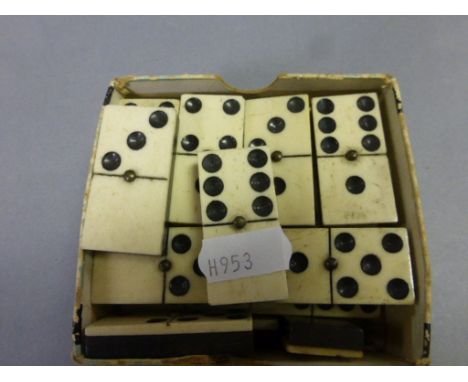 Box of vintage ebony & bone dominoes