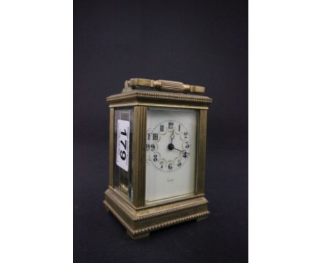 French brass and cut glass carriage clock