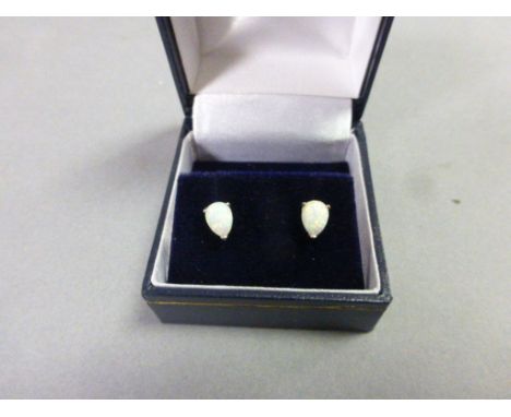 Pair of Silver and Opal Stud Earrings