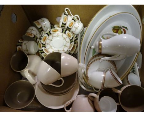 A collection of mixed dinnerware including Poole pottery, Royal Worcester Evesham and others 