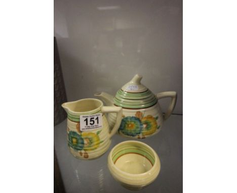 Clarice Cliff Three Piece Aurea Tea Set