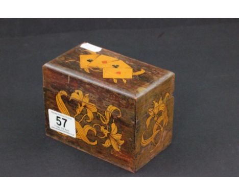 Inlaid Vintage Card Box with Art Nouveau decoration