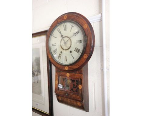 Superior 8 day Anglo American wall clock fitted with Jerome's large size movement in inlaid wooden case