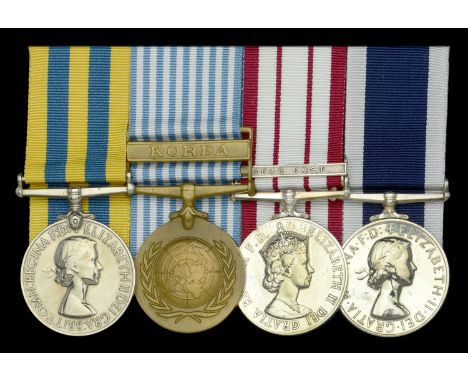 Four: Chief Radio Electrician R. J. Hayward, Royal Navy  Korea 1950-53, 1st issue (D/SMX.908074 R. J. Hayward R.E.M.1 R.N.); 