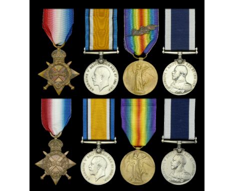 Four: Able Seaman A. G. Rowe, Royal Navy 1914-15 Star (J.16161, A. G. Rowe, A.B., R.N.); British War and Victory Medals, with