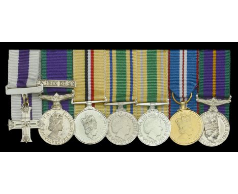 The mounted group of seven miniature dress medals worn by Corporal A. W. Currie, M.C., 1st Battalion, King’s Own Scottish Bor