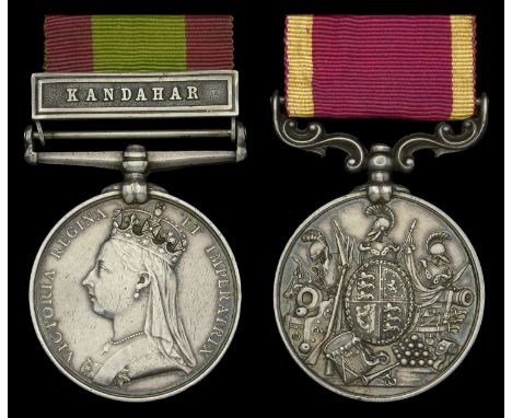 Pair: Private J. T. Honor, 66th Foot, who was present at the Battle of Maiwand, 27 July 1880  Afghanistan 1878-80, 1 clasp, K