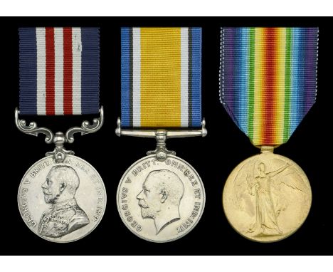 A Great War ‘Western Front’ M.M. group of three awarded to Corporal W. Lyall, 226 Company, Machine Gun Corps   Military Medal