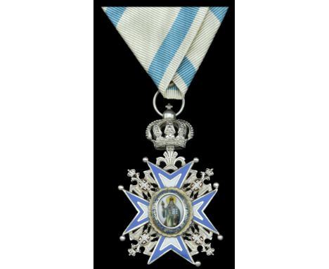 Serbia, Kingdom, Order of St. Sava, 3rd type, Knight’s breast badge, 66mm including crown suspension x 42mm, silver and ename