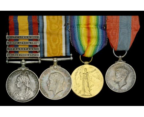 Four: Sergeant H. Lineham, Essex Regiment  Queen’s South Africa 1899-1902, 4 clasps, Orange Free State, Transvaal, South Afri