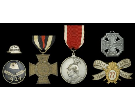 Germany, Imperial, War Honour Cross 1914-18, non-combatant’s issue, without swords; together with a 1924 Stalhelm badge with 