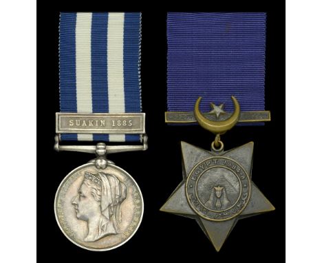 An extremely rare Egypt pair awarded to R. Paton, Civilian Servant with the Royal Engineers Balloon detachment at Suakin  Egy