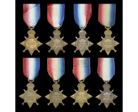 1914-15 Star (8) (32 C.S. Mjr. E. J. Barrett. Oxf. & Bucks. L.I.; 18749 Pte. E. R. Bedlow. Oxf. & Bucks. L.I.; 8314 Pte. J. C