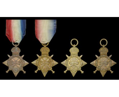 1914-15 Star (4) (16634 L. Cpl. E. Quinney, Oxf. & Bucks. L.I.; 11461 Pte. T. Brooks. Oxf. & Bucks. L.I.; 16035 Pte. E. F. Ga