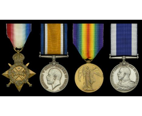 Four: Able Seaman A. J. Edmonds, Royal Navy  1914-15 Star (216904, A. J. Edmonds, A.B., R,N.); British War and Victory Medals