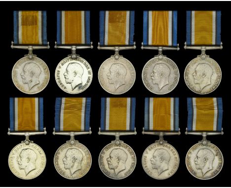 British War Medal 1914-20 (10) (9648 A. Sjt. R. V. J. Caladine. Oxf. & Bucks. L.I.; 24887 Cpl. G. W. J. Jarvis. Oxf. & Bucks.