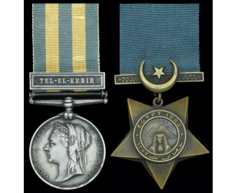 Pair: Private W. Sime, Royal Marine Light Infantry   Egypt and Sudan 1882-89, dated reverse, 1 clasp, Tel-El-Kebir (W. Sime. 