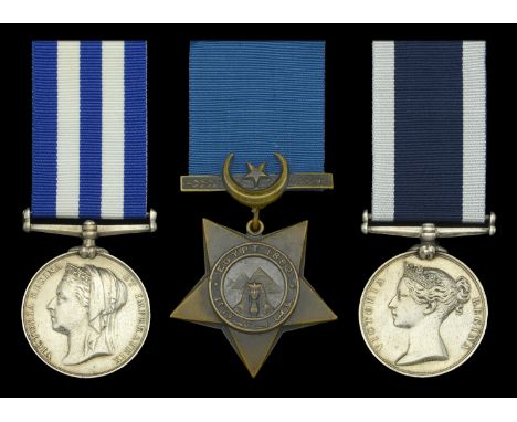 Three: Stoker C. Godfrey, Royal Navy  Egypt and Sudan 1882-89, dated reverse, no clasp (C. Godfrey. Stkr. H.M.S. “Salamis”); 