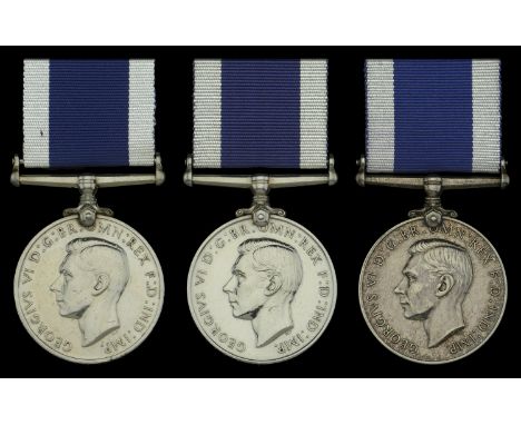 Royal Navy L.S. & G.C., G.VI.R., 1st issue (3), (J.102828 F. S. Cotterrall. L. Tel. H.M.S. Nelson; JX.133480 P. R. Saunders. 