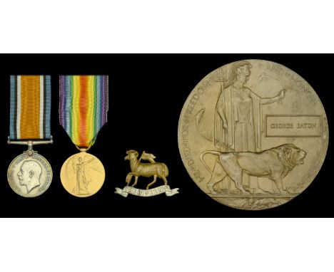 Pair: Private G. Eaton, The Queen’s (Royal West Surrey Regiment), who was killed in action on the Western Front on 10 October
