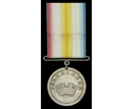 Defence of Jellalabad 1842, Mural Crown, unnamed as issued, pierced with ring and straight bar suspension as often seen on me
