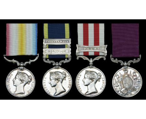 A fine campaign group of four awarded to Private George Dorrell, 61st Foot, late 41st Foot, who was severely wounded in the a