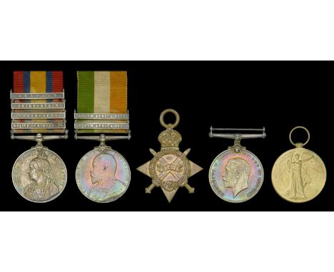 Five: Private F. H. Lines, Essex Regiment  Queen’s South Africa 1899-1902, 4 clasps, Relief of Kimberley, Paardeberg, Driefon