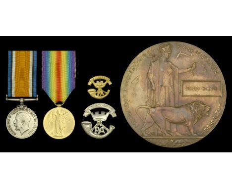 Pair: Private S. Cooper, Somerset Light Infantry, who was killed in action on the Western Front on 29 March 1918  British War