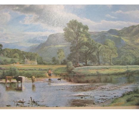 An oleograph taken from the painting entitled Stream from the Hills by B.W. Leader, gilt framed, 50cm x 74cm