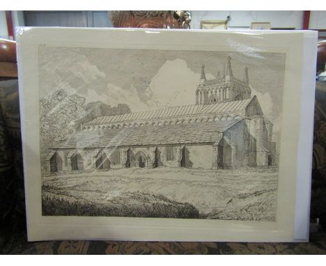 West Walton Church, Norfolk, etching by John Sell Cotman, 29.5cm x 21cm
