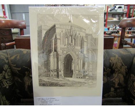 Worstead Church porch, Norfolk, 1817 etching by John Sell Cotman, 25cm x 20.5cm