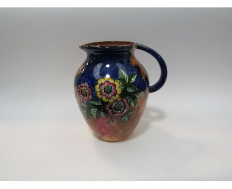 A H &amp; K Tunstall "Gaiety" handpainted jug with floral detailing, 22cm tall