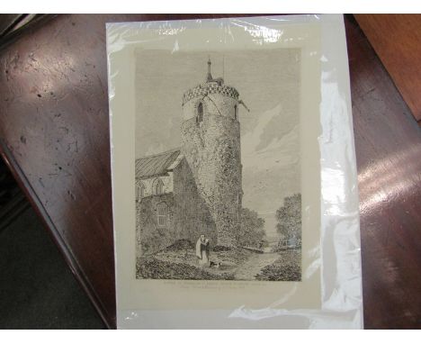 Long Stratton Church Norfolk 1817 etching by John Sell Cotman, 26cm x 19cm