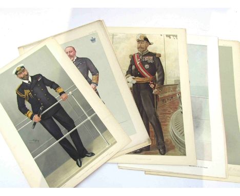A collection of 16 antique colour lithograph prints by Spy (1869-1914) in fine condition, of famous Navy men, Royalty, Admira