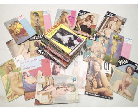 Collection of 36 gentlemans interest vintage risque glamour magazines 