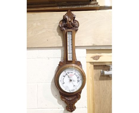 Oak aneroid Victorian/Edwardian barometer 