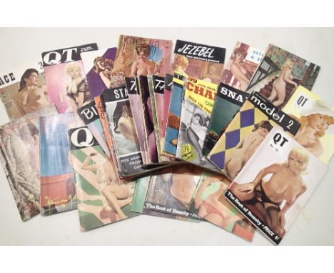 Collection of 36 gentlemans interest vintage risque glamour magazines 