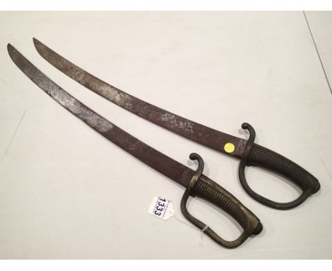 Near pair of vintage all metal swords blade L: 58 cm 
