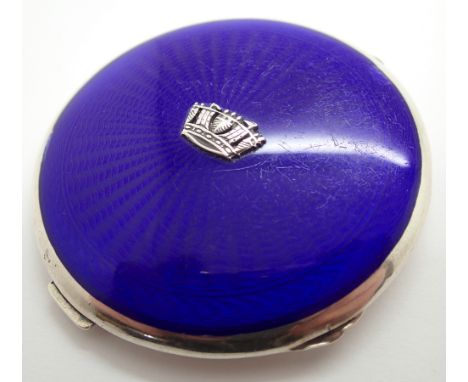Hallmarked silver and enamel ladies compact 