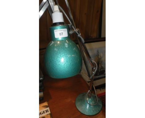 A VINTAGE 1950S DESK LAMP with chrome supports and mottled metal finish