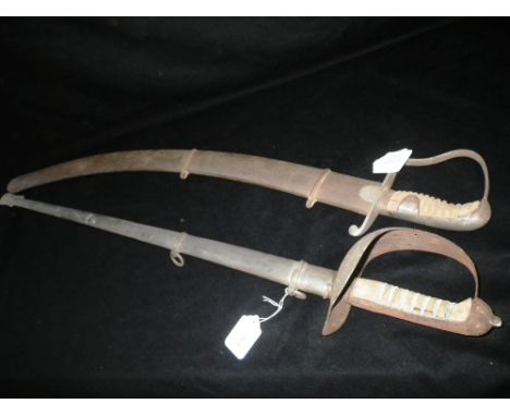 A CALVARY OFFICERS SWORD IN SCABBARD and a similar sword marked 'E. Gills, Warranted' (2) 